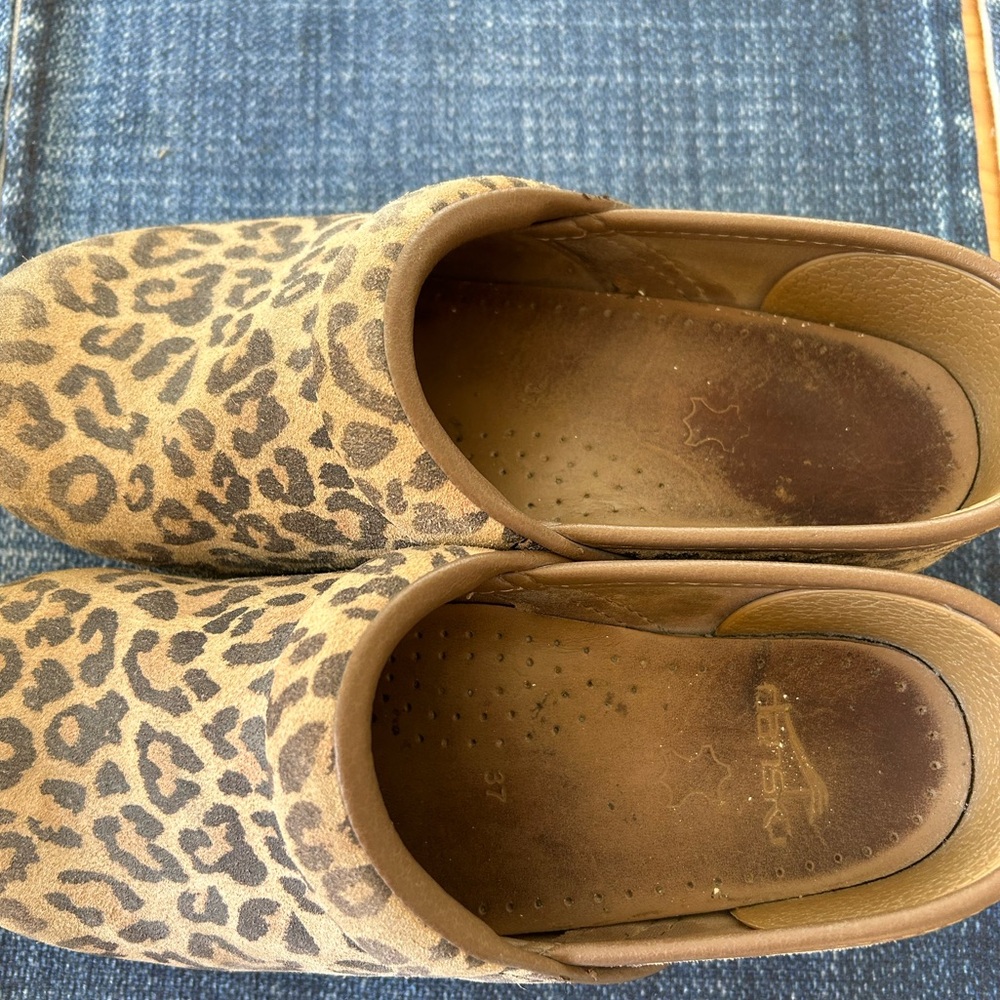 Dansko Professional Leopard Print Suede Clogs - Picture 2 of 5